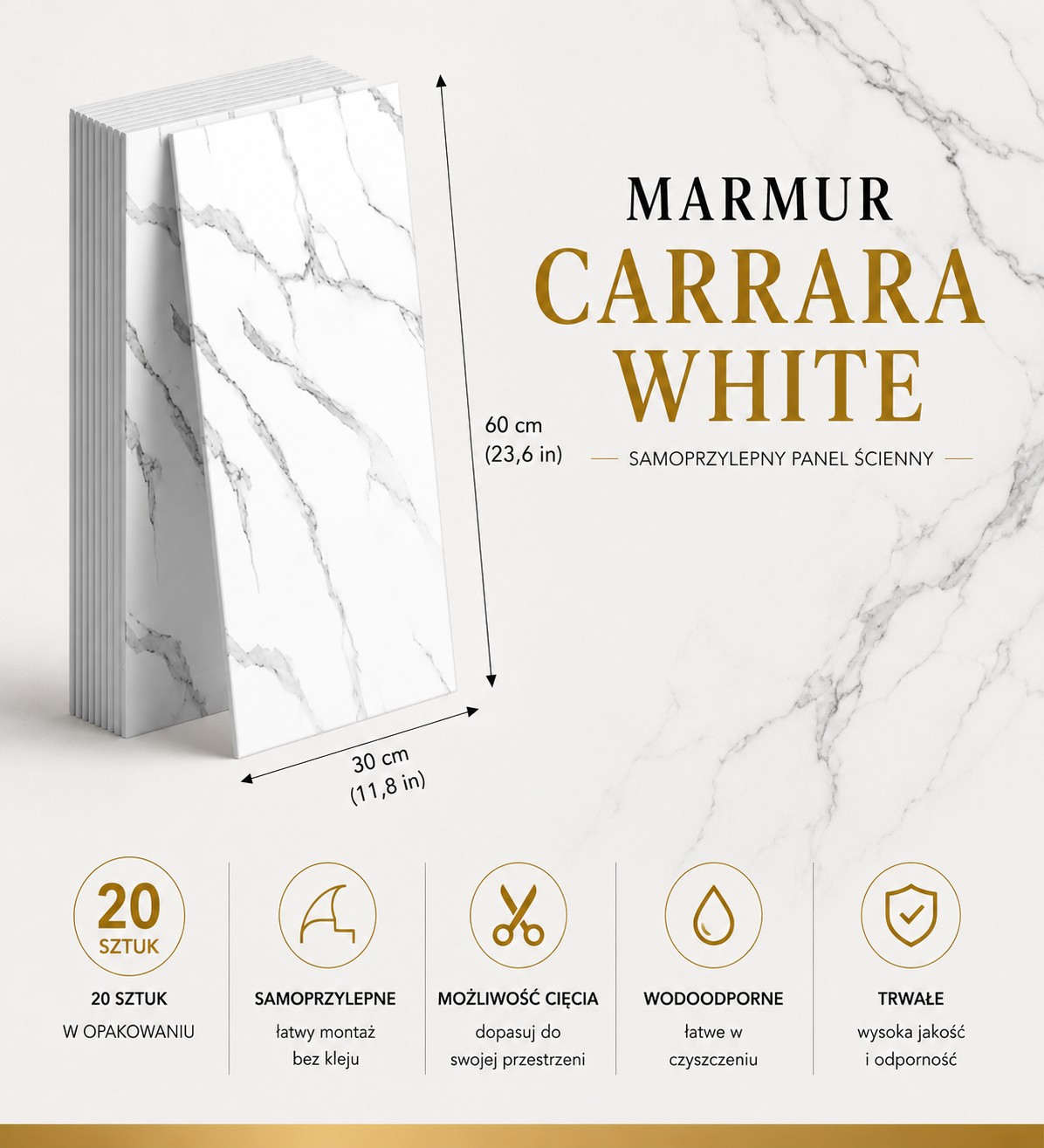 Panele Marmurowe Premium Samoprzylepne Wiele WARIANTÓW