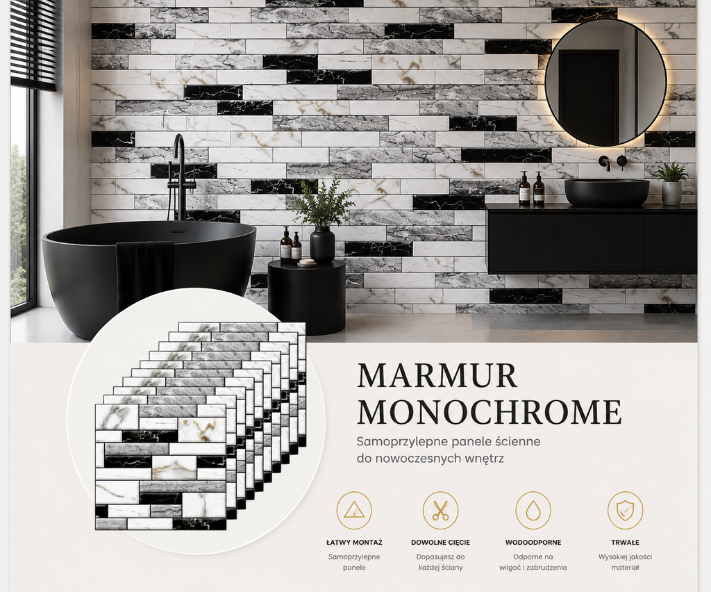 KAFELKI ŚCIENNE PREMIUM 3D SAMOPRZYLEPNE WIELE WARIANTÓW